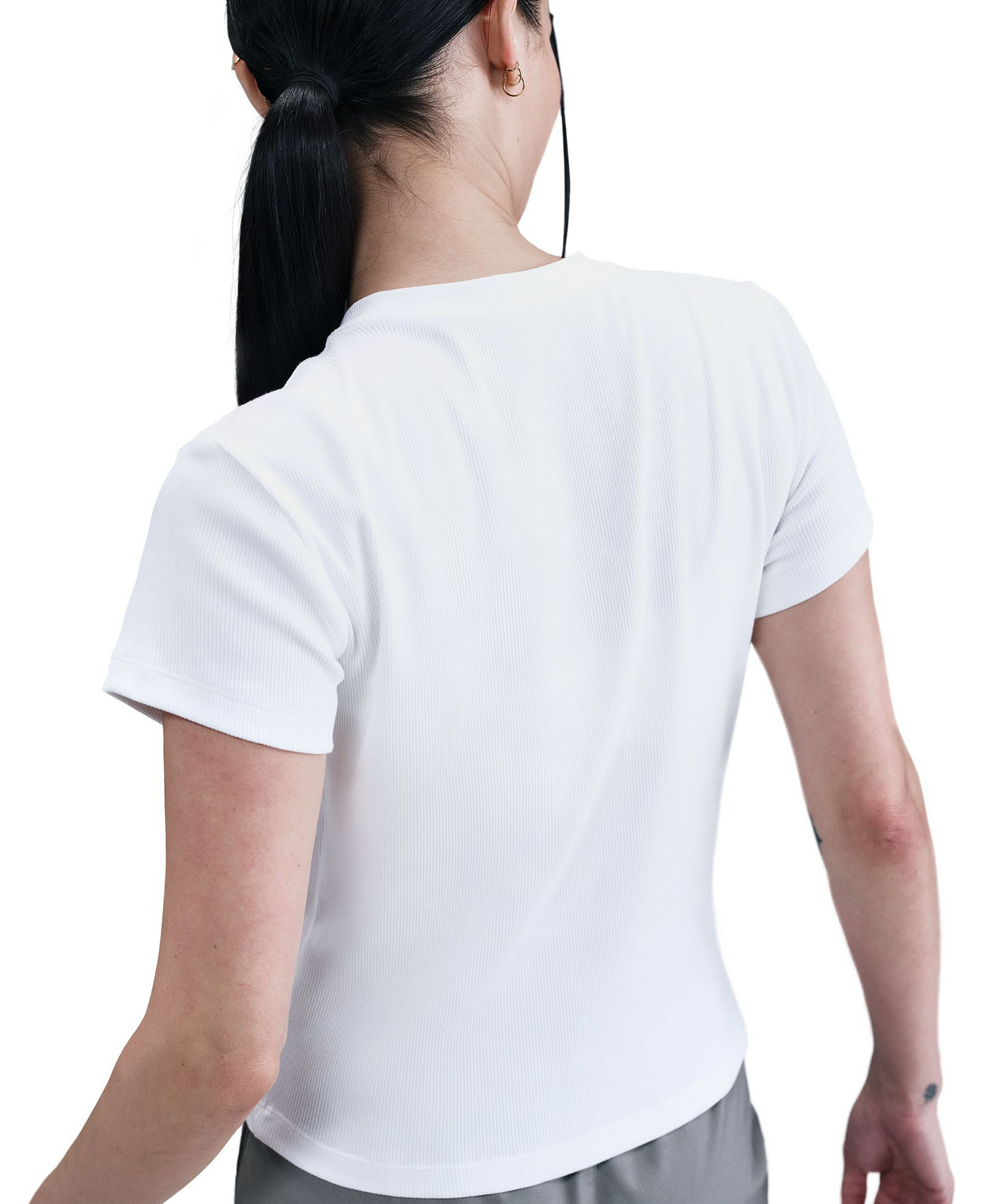 Nike Women's Sportswear Tight Ribbed Short-Sleeve T-Shirt - White