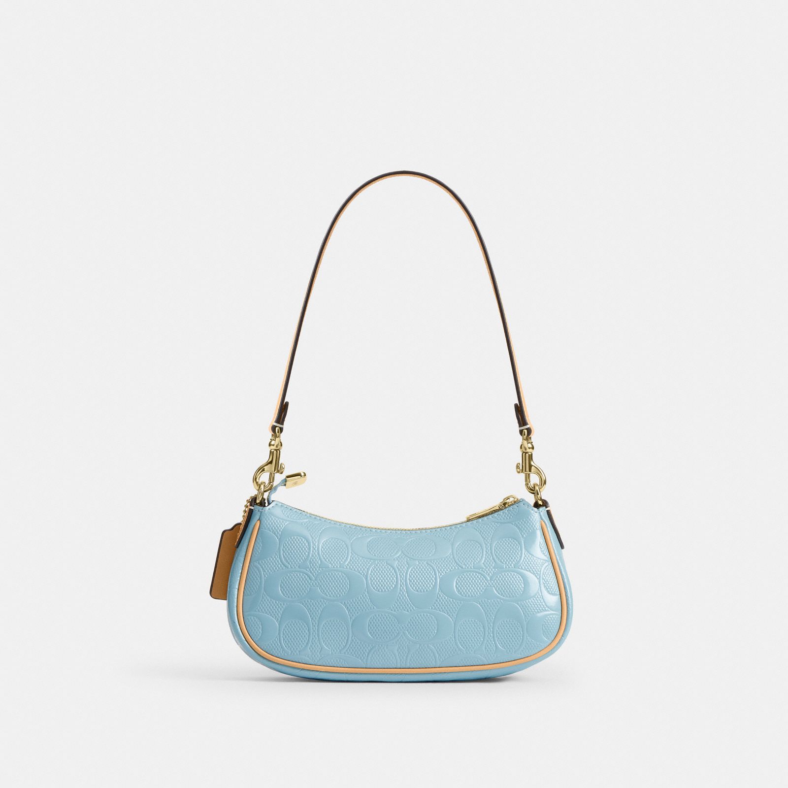 Ashton Mini Shoulder Bag In Signature Leather - Gold/Light Blue - view 7