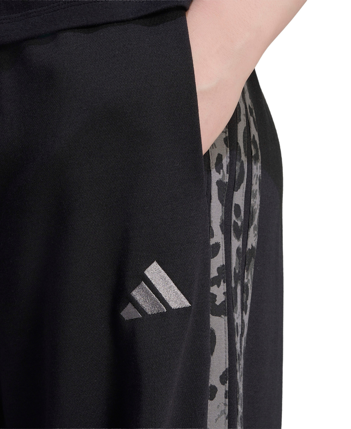 adidas Women's Seasonal Essentials Animal Print 3-Stripes Pants - Black/Multicolor/Grey Four