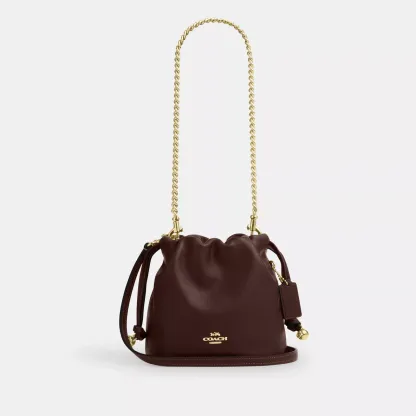 Faye Mini Drawstring Bag - Gold/Maple