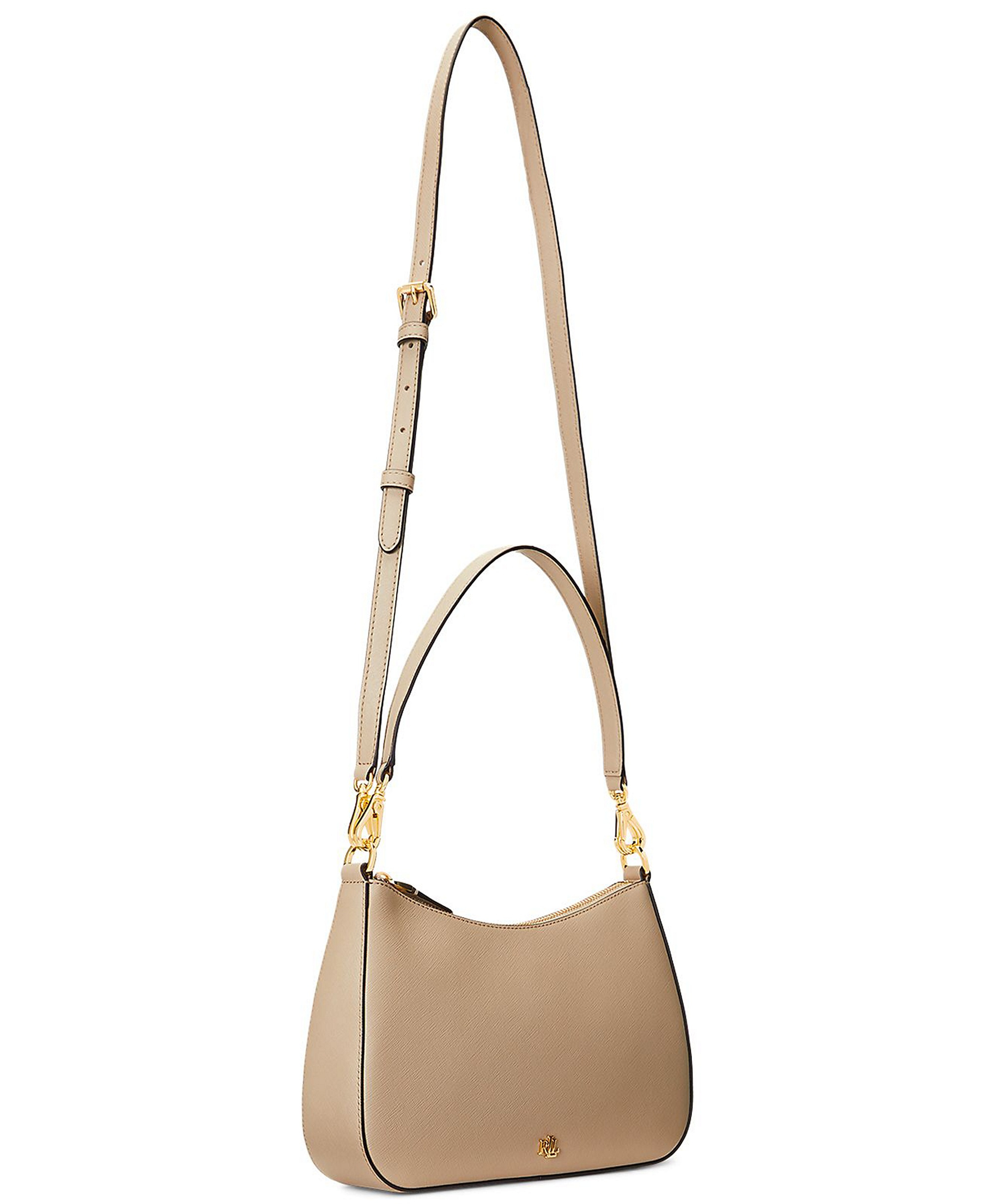 Lauren Ralph Lauren Crosshatch Leather Danni Small Shoulder Handbag - Birch Tan