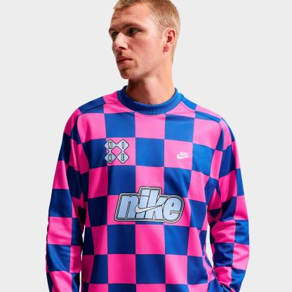 Men's Nike Sportswear Club Checkerboard Goalie Top - Game Royal/Pinksicle/Hydrogen Blue