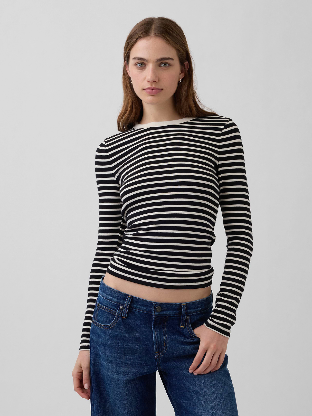 Modern Crewneck T-Shirt - Black & white stripe