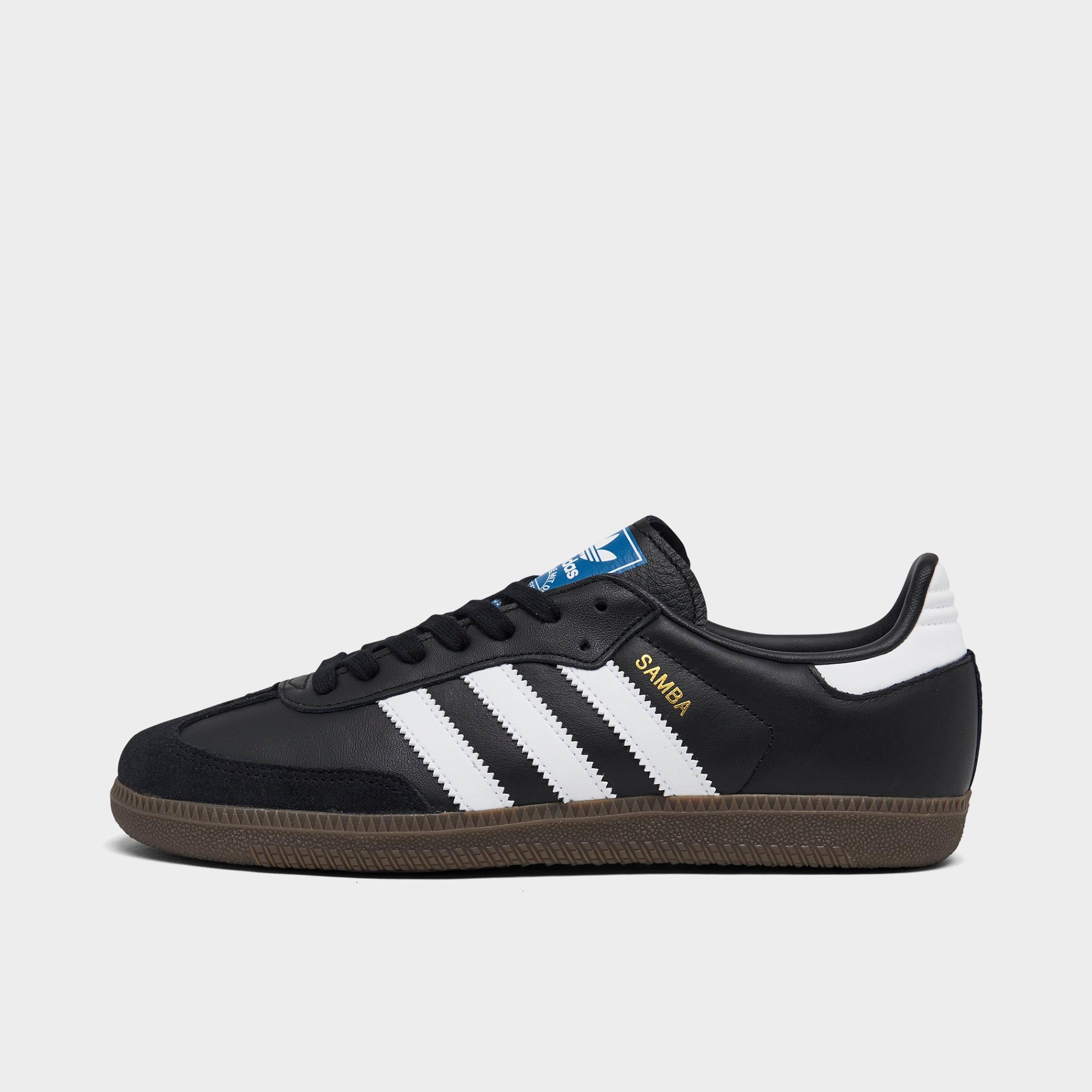 Women's adidas Originals Samba OG Casual Shoes - Part 6 - Black/White/Clear Granite - Left shoe facing left. Outside of the shoe.