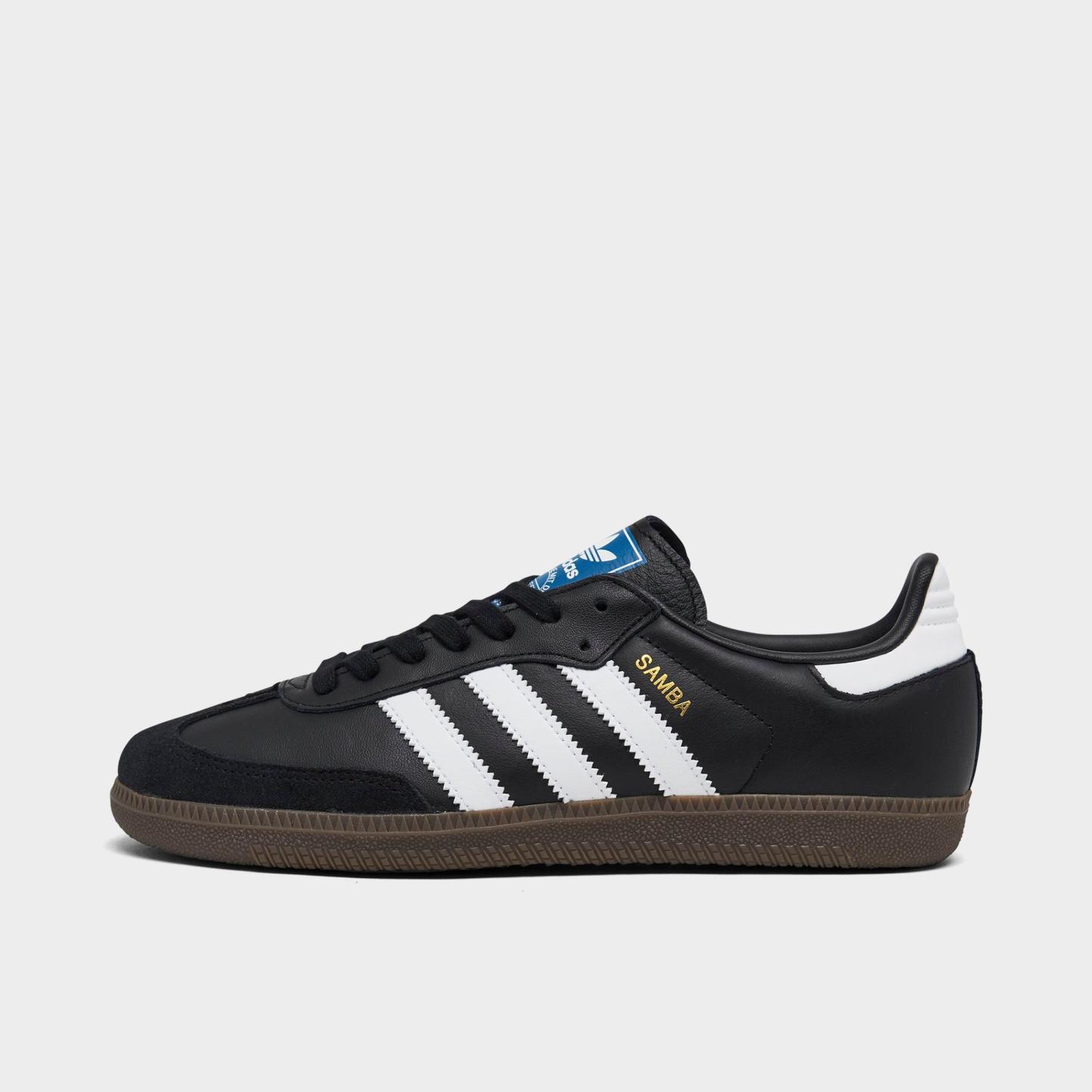 Women's adidas Originals Samba OG Casual Shoes - Part 6 - Black/White/Clear Granite - Left shoe facing left. Outside of the shoe.