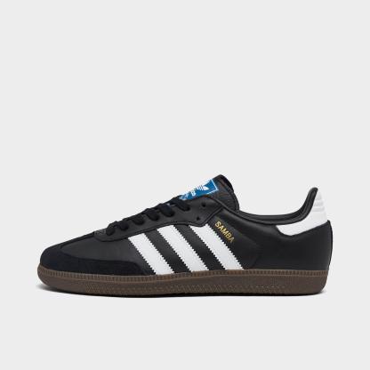 Women's adidas Originals Samba OG Casual Shoes - Part 6 - Black/White/Clear Granite - Left shoe facing left. Outside of the shoe.
