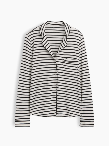 SoftMade Modal PJ Top - Black & off white stripe