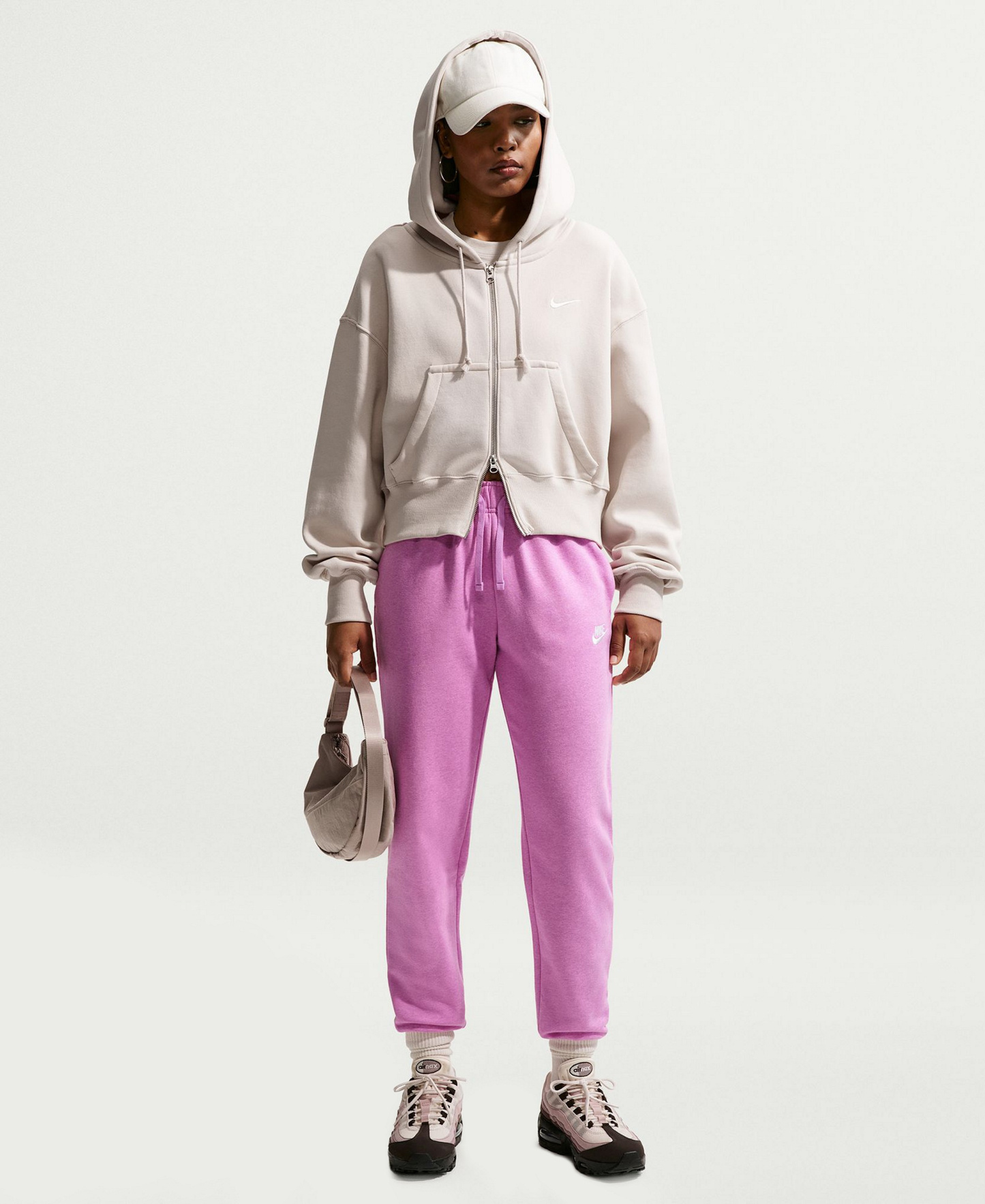 Nike Women's Sportswear Club Fleece Mid-Rise Joggers - Lt Magenta/htr/white