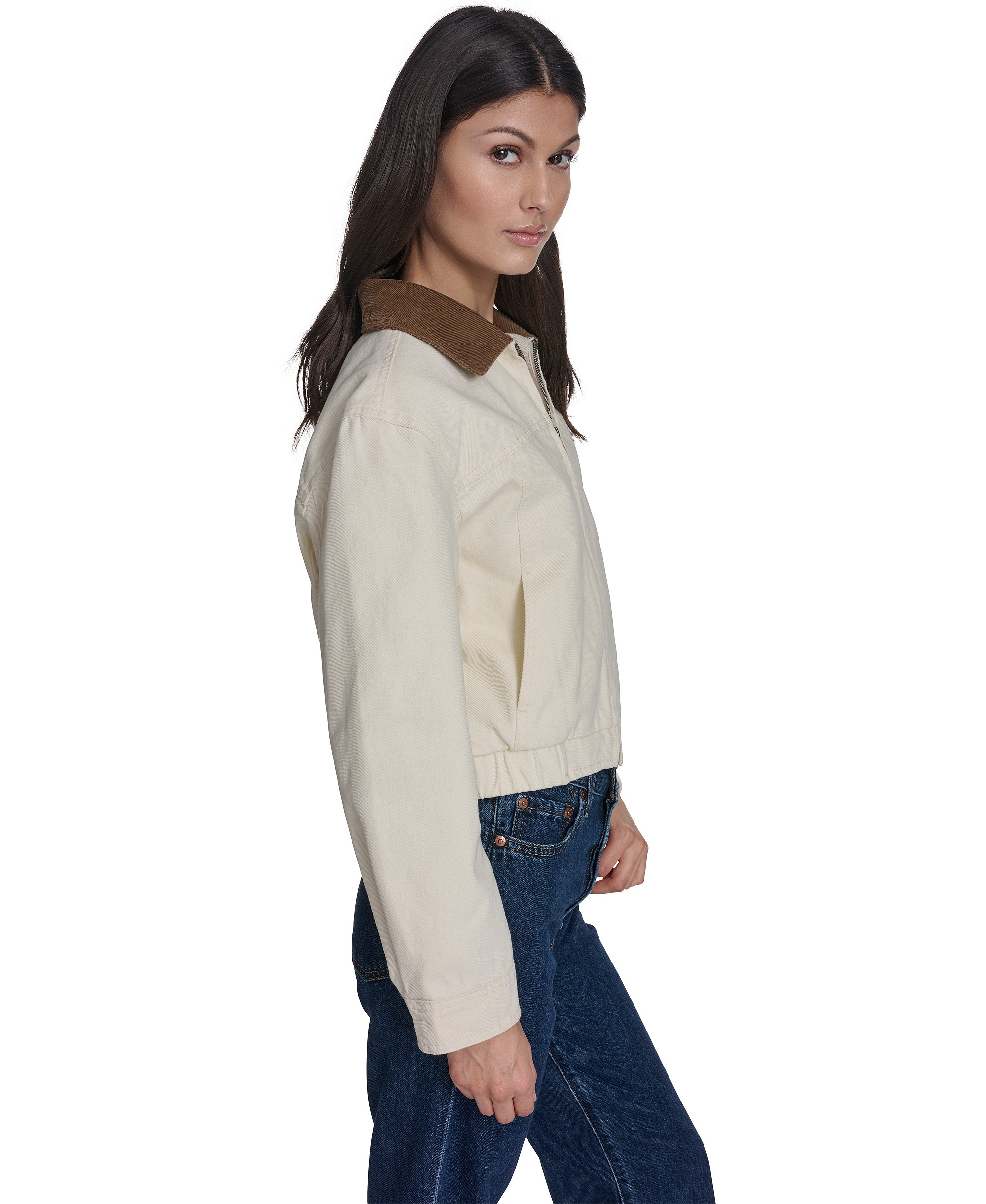 Levi's Women's Zip-Front Laydown Collar Coat - Ecru
