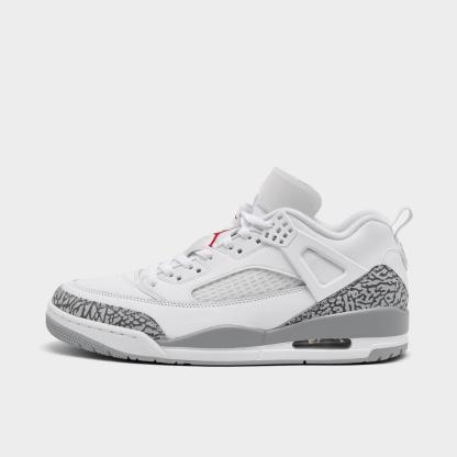 Men's Jordan Spizike Low Casual Shoes - White/Varsity Red/Cool Grey/Wolf Grey - Left shoe facing left. Outside of the shoe. - view 1