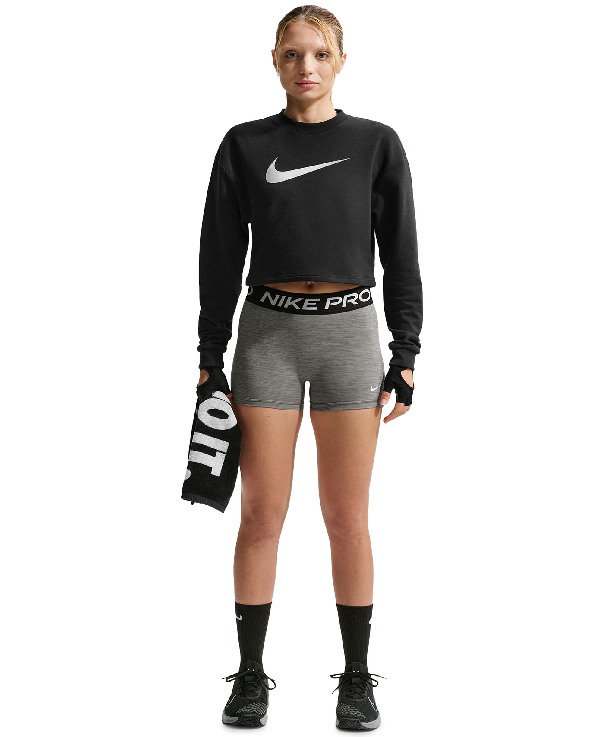 Nike Women's Mid-Rise Biker Shorts - Black/Pink Rise/white