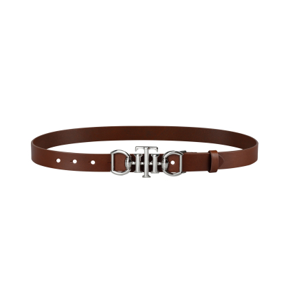Tommy Hilfiger Women's Skinny Double Ended Horsebit Buckle Dress Casual Belt - Cognac