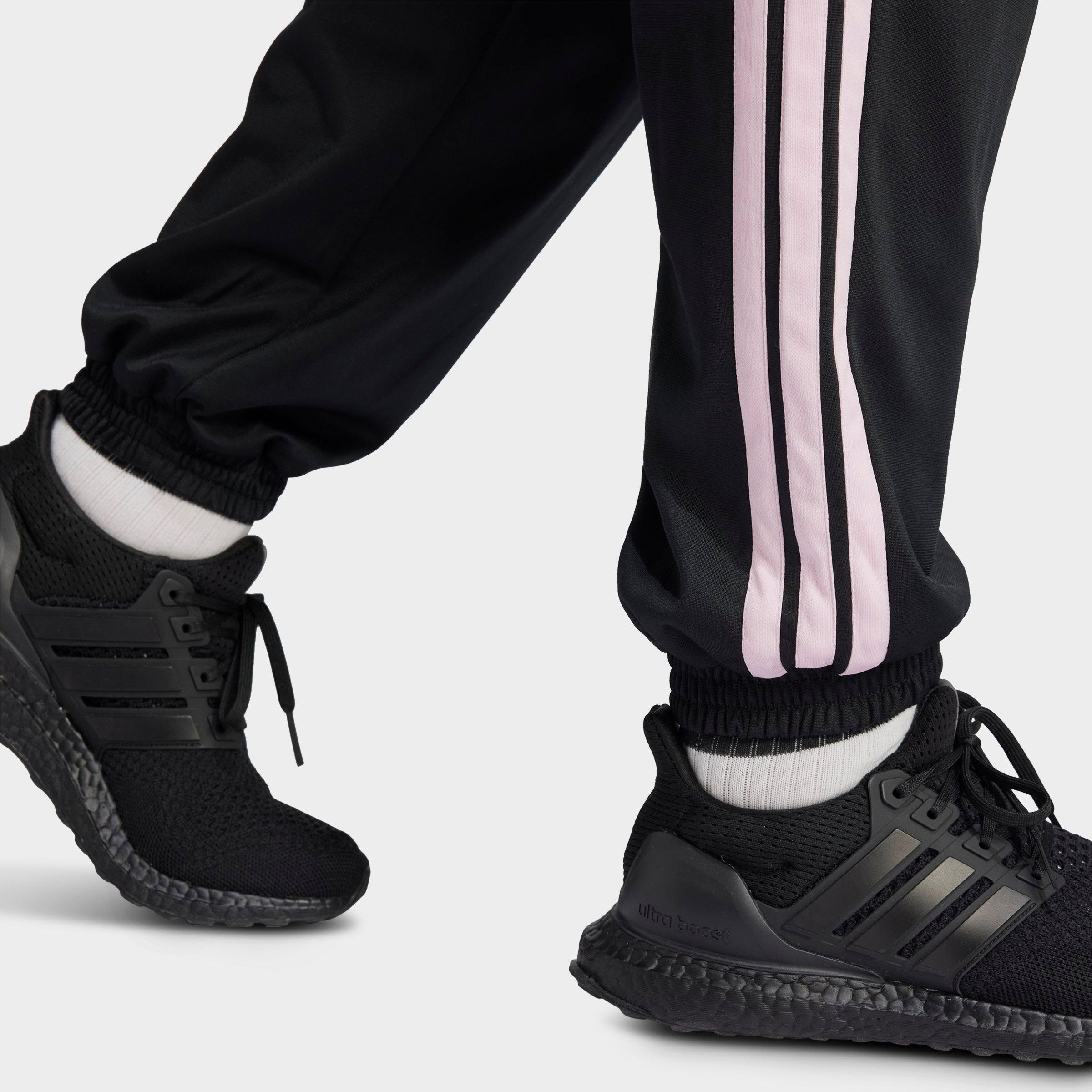 Women's adidas Sportswear Essentials 3-Stripes Tricot Tracksuit Pants (Plus Size) - Black/Clear Pink
