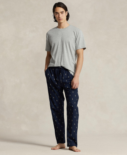 Polo Ralph Lauren Men's Cotton Jersey Sleep Shirt & Polo Player Pajama Pants - Beach Blue