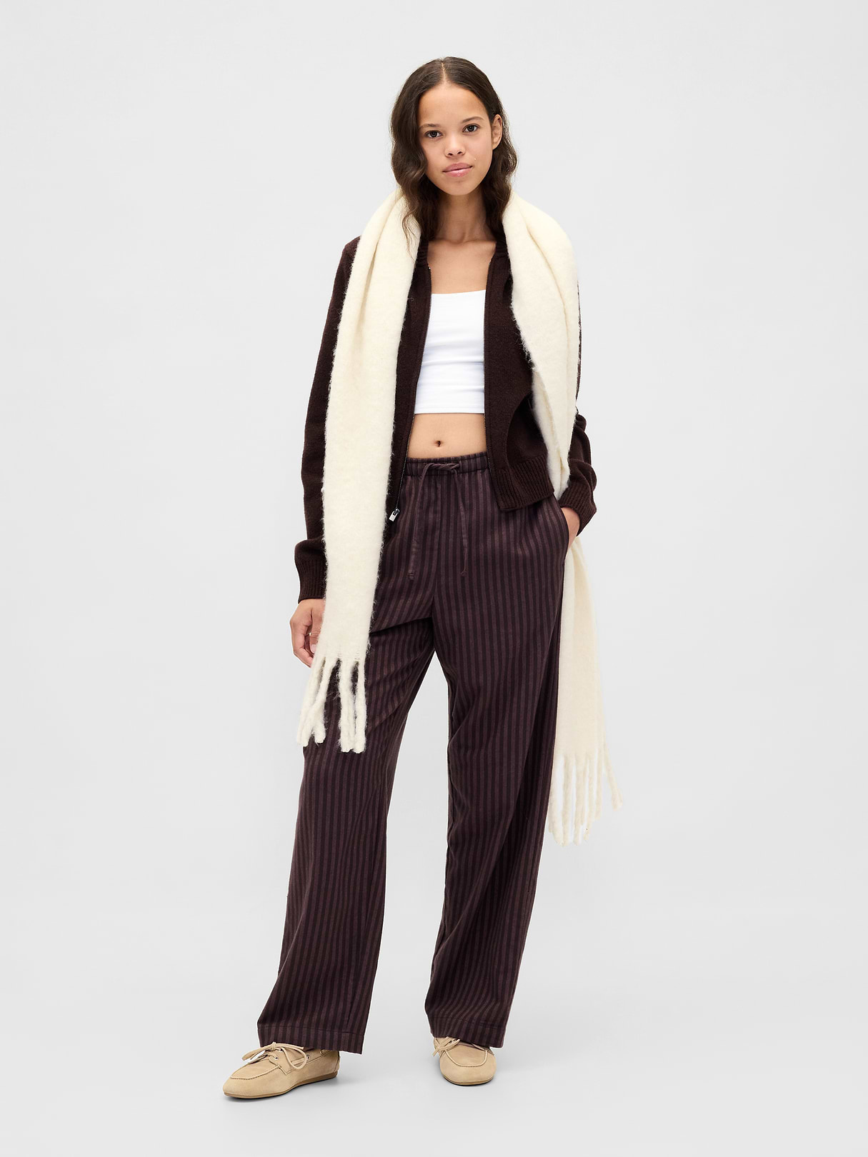 Adult Softest Flannel PJ Pants - Brown stripe
