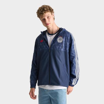 Men's adidas Originals Jacquard Print Soccer Lifestyle Windbreaker Jacket - Collegiate Navy - view 1