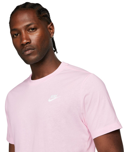Nike Men's Sportswear Club Crewneck T-Shirt - Pink Foam/White