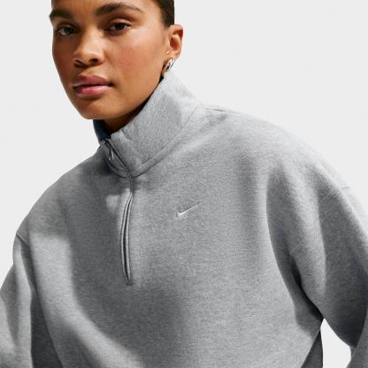 Women's Nithtke Studio Fleece Medium-Weight Oversized Cropped Quarter-Zip Jacket - Dark Grey Heather/Sail