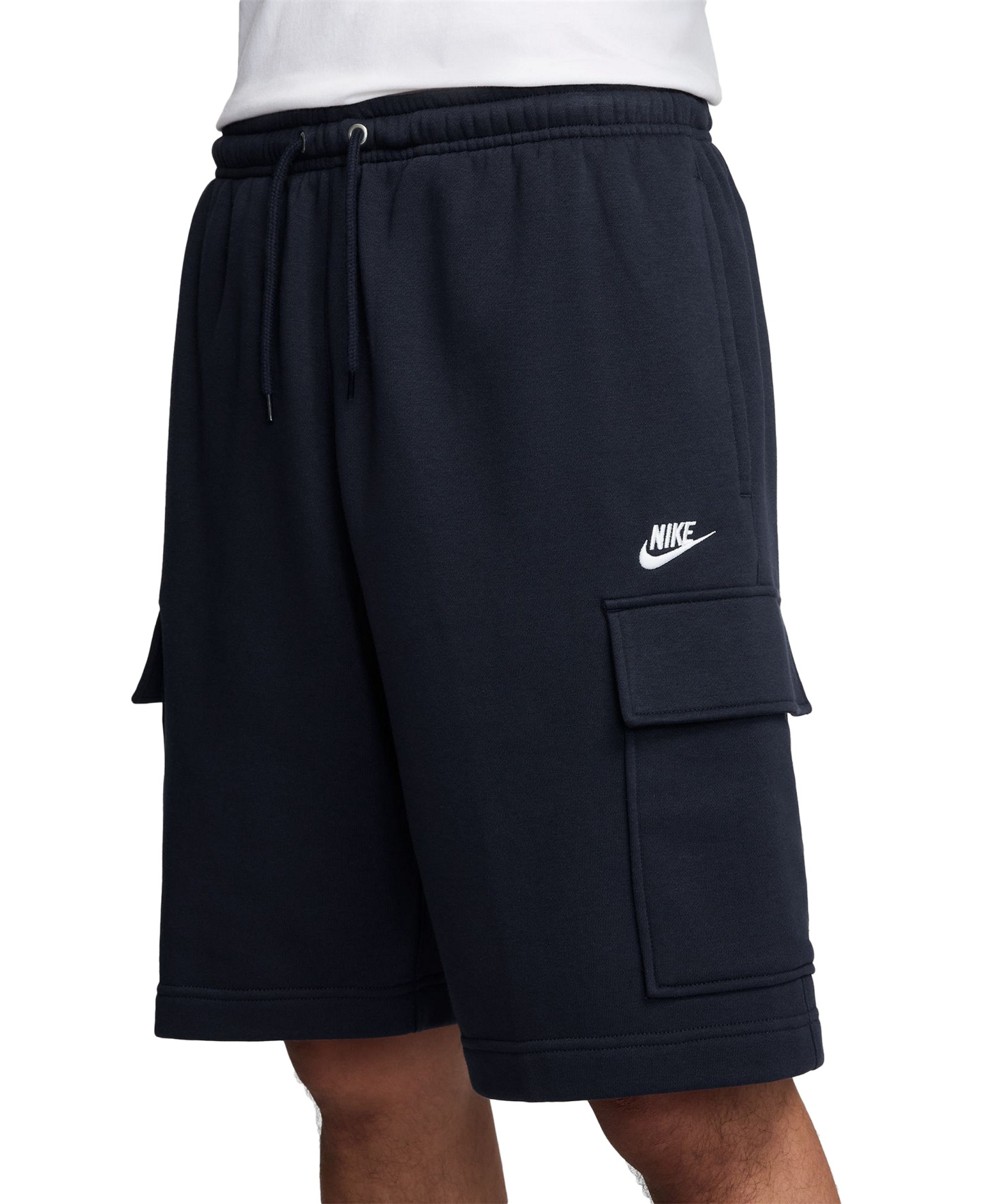 Nike Club Men's Fleece Cargo Shorts - Obsidian/White