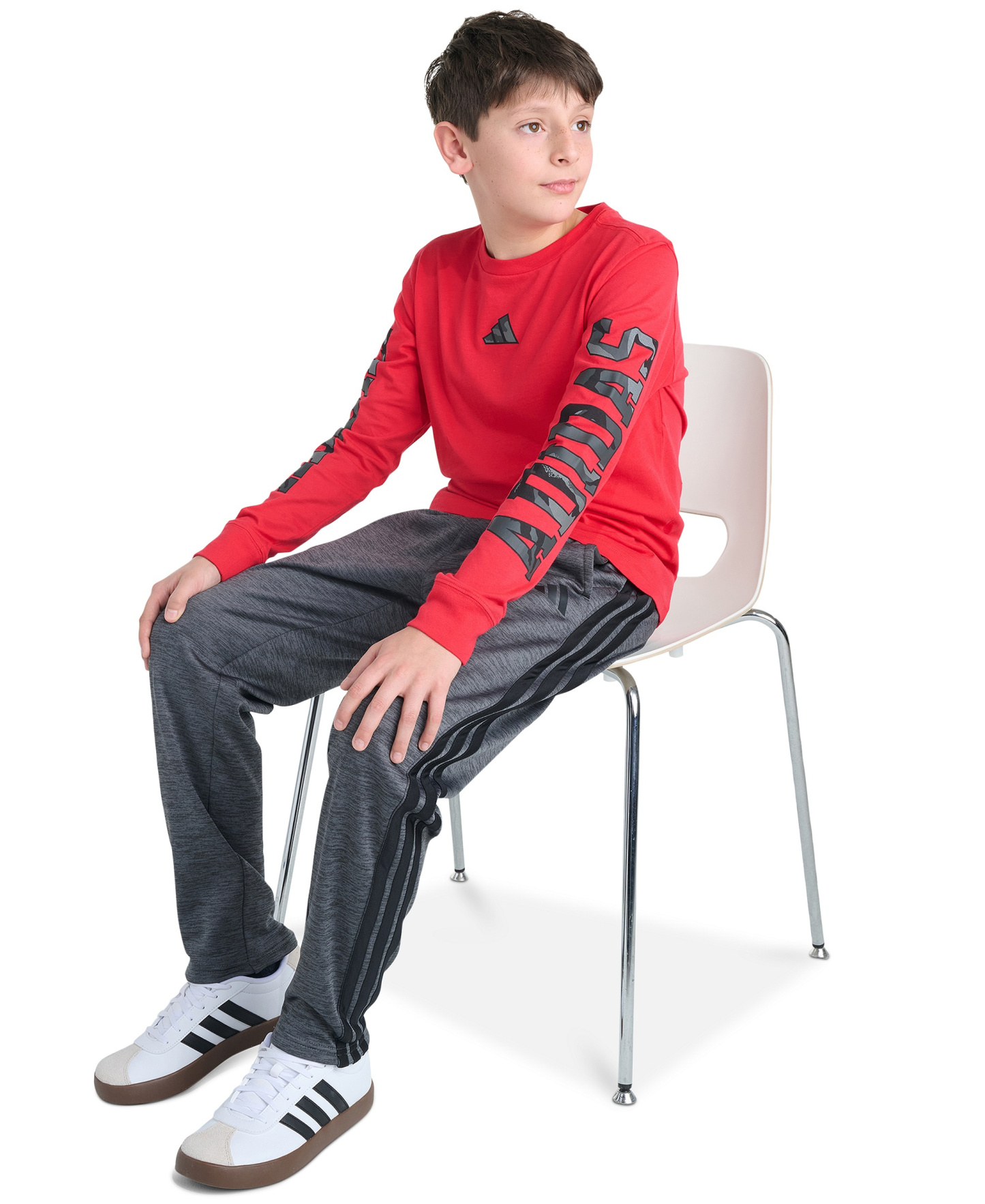 adidas Boys' 8-20 Elastic Waistband Pant - Dark Gray Heather