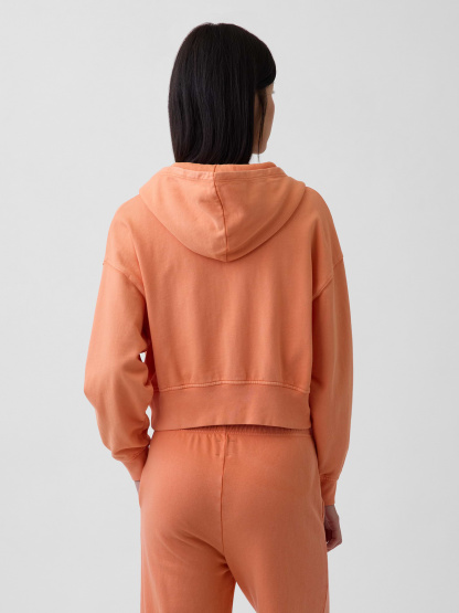 VintageSoft Terry Oversized Wedge Zip Hoodie - Tangerine orange
