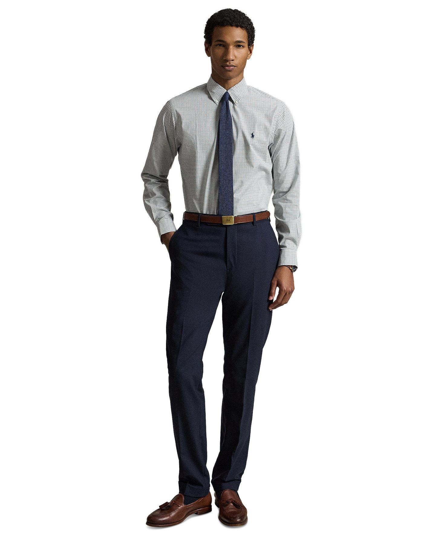 Polo Ralph Lauren Men's Stretch Poplin Shirt - White Green Multi