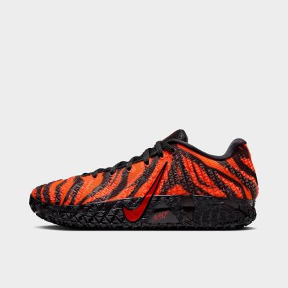 Men's Nithtke Ja 3 Basketball Shoes - Safety Orange/Black/University Red - Left shoe facing left. Outside of the shoe.