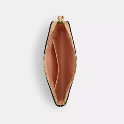 Corner Zip Wristlet In Signature Leather With Charm - Gold/Faded Blush - view 3