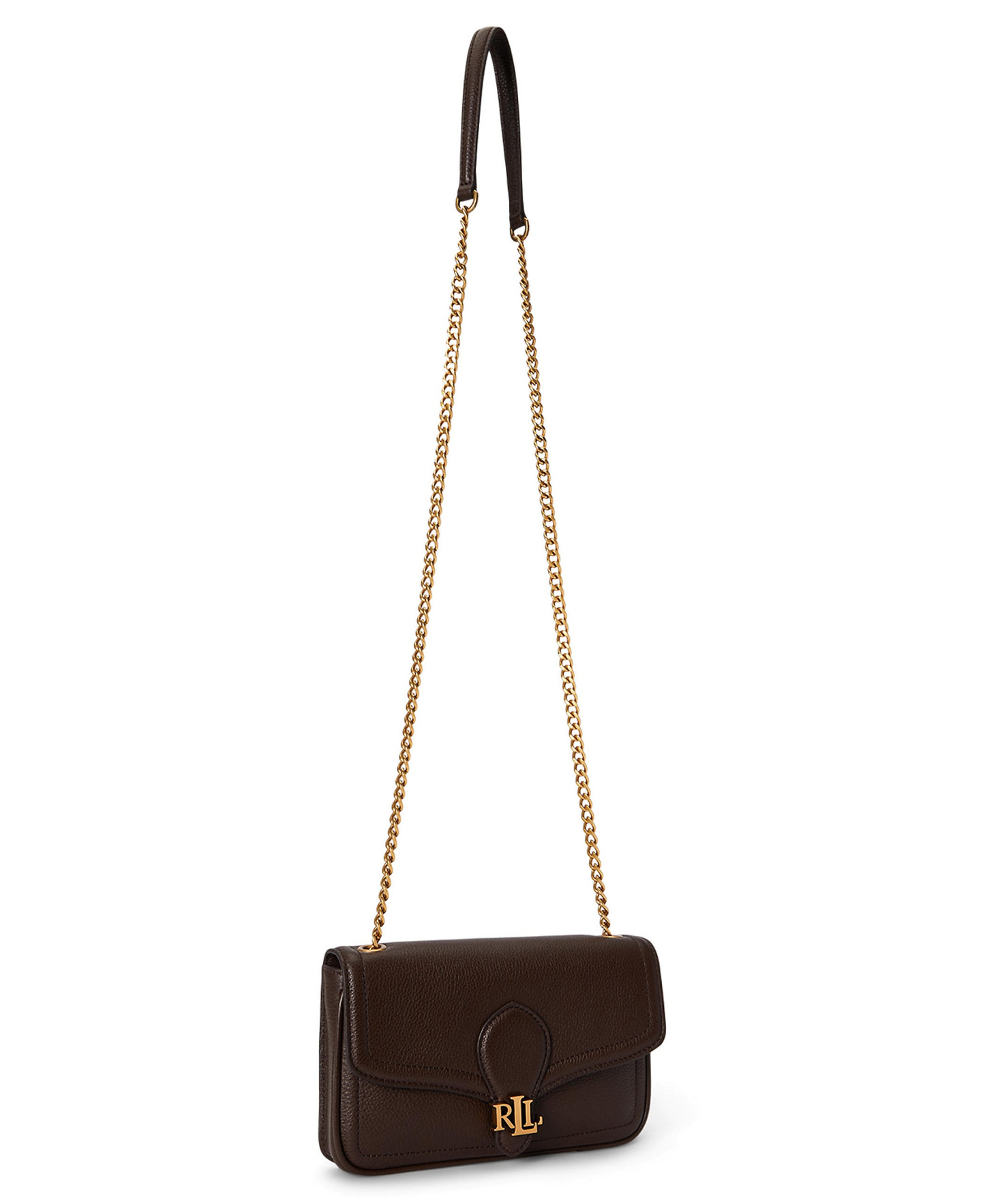 Lauren Ralph Lauren Bradley Small Pebbled Leather Crossbody Wallet - Chestnut Brown