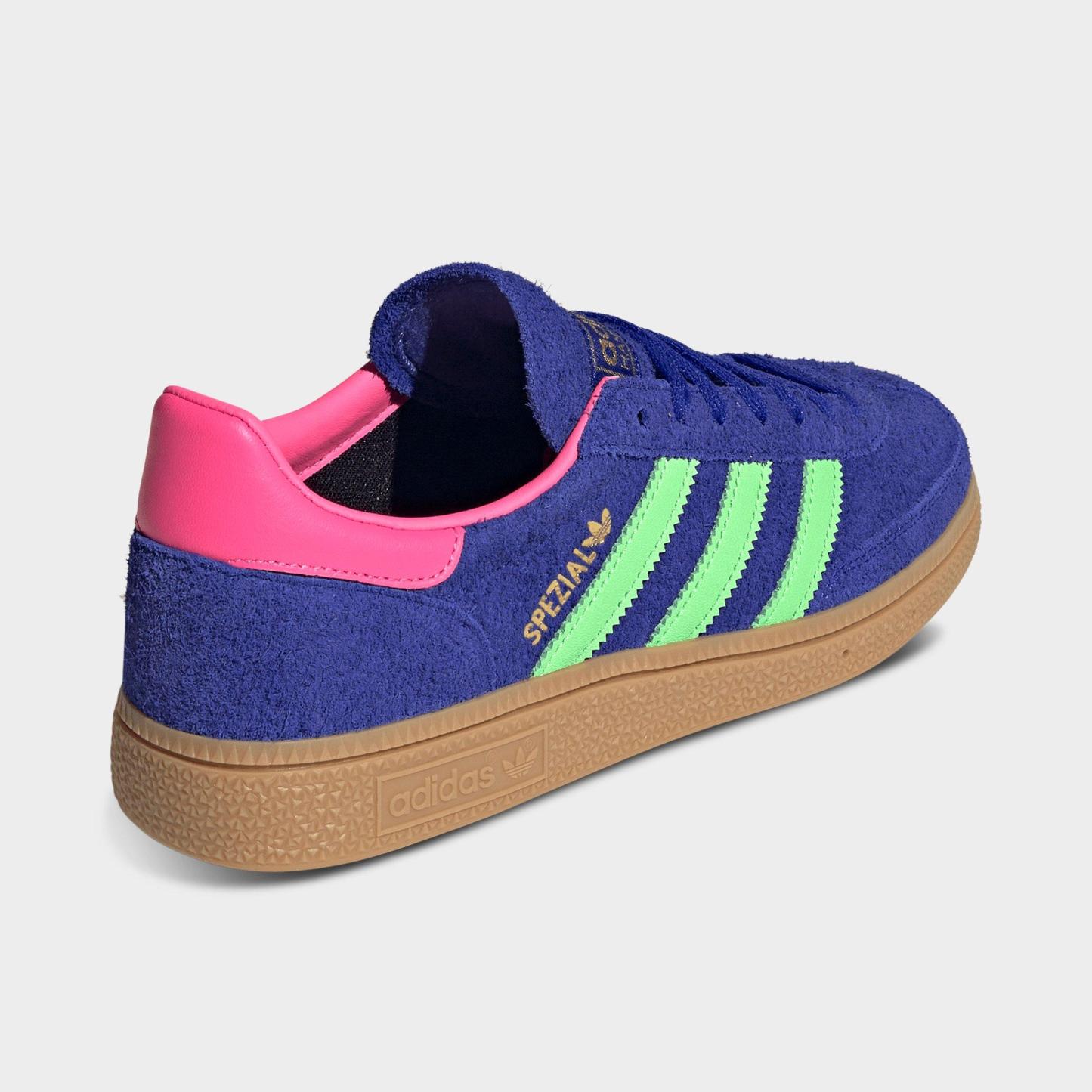 Women's adidas Originals Handball Spezial Casual Shoes - Part 4 - Lucid Blue/Lime Burst/Lucid Pink - Back view
