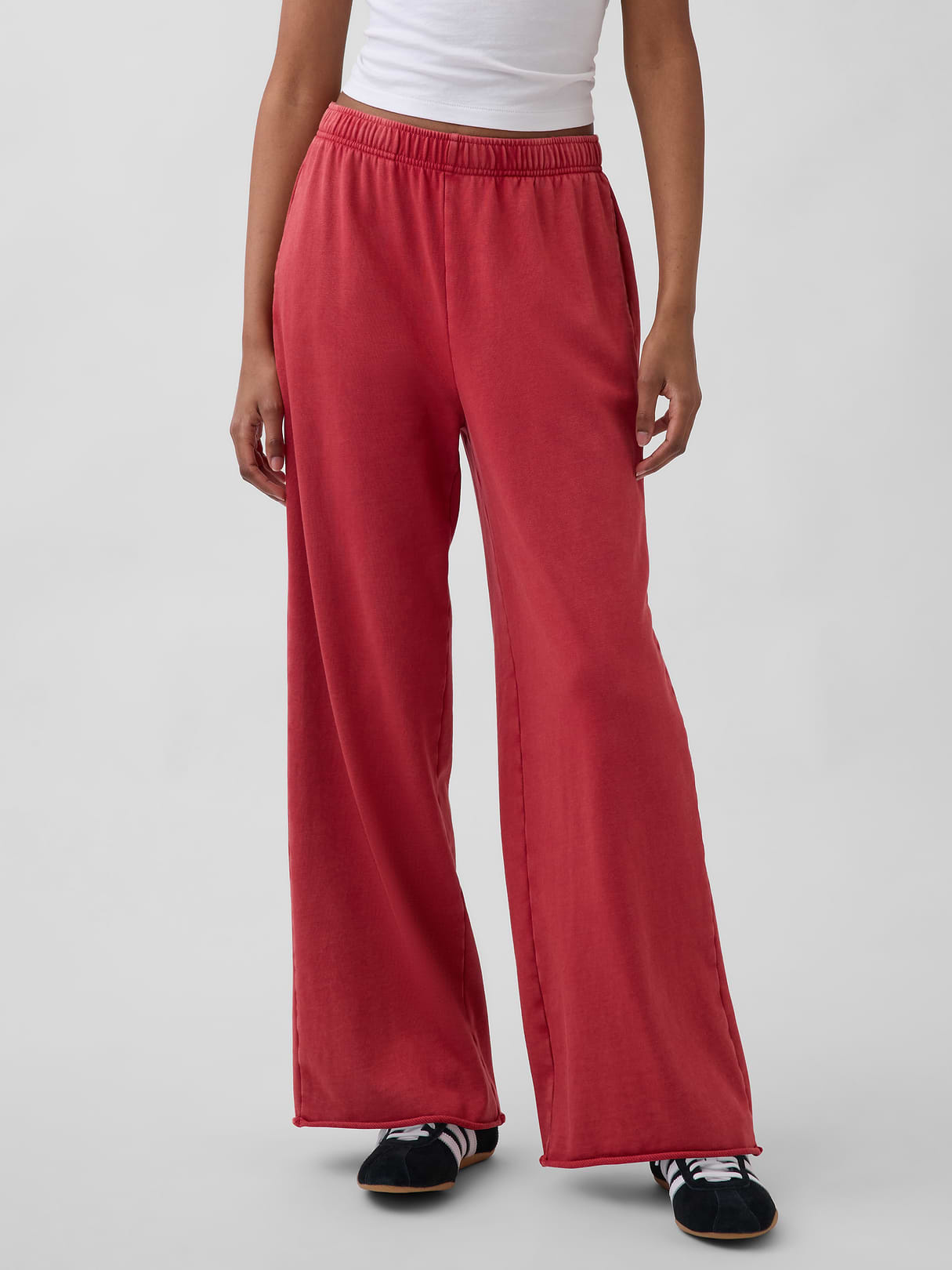 Mid Rise VintageSoft Terry Loose Sweatpants - Chakra red