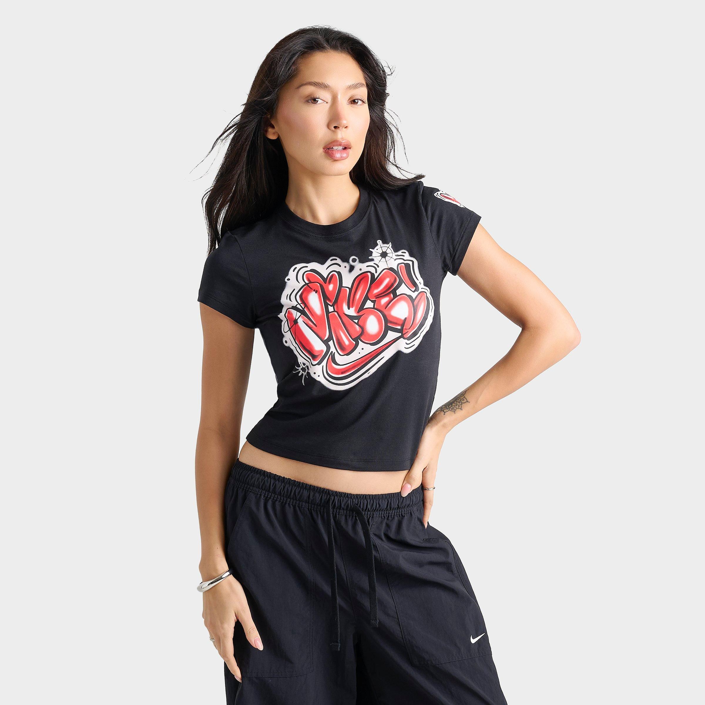 Women's Nithtke Sportswear Chill Knit Airbrushed Slim Cropped T-Shirt - Black