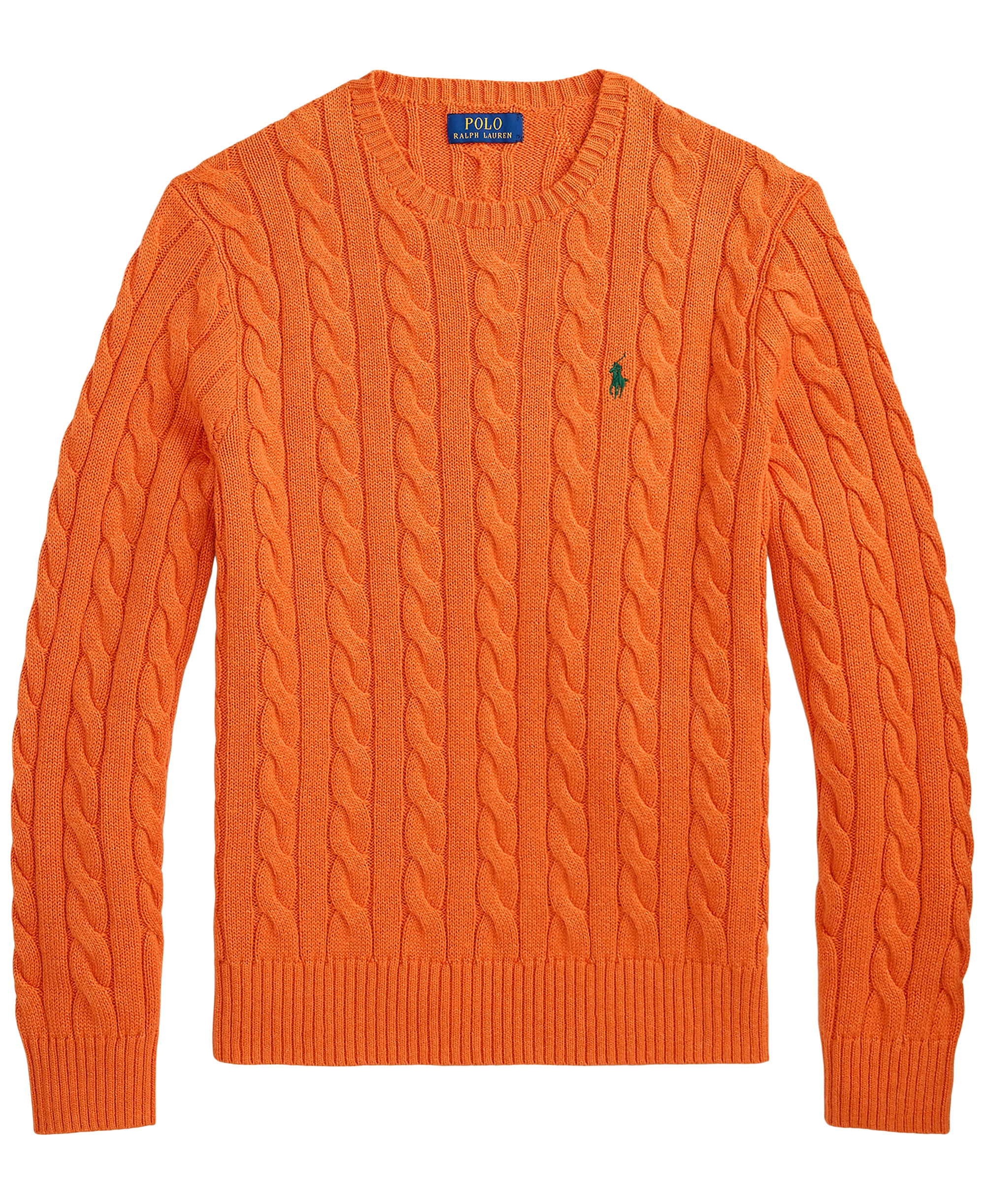 Polo Ralph Lauren Men's Cable-Knit Cotton Sweater - Orange Jasper Heather