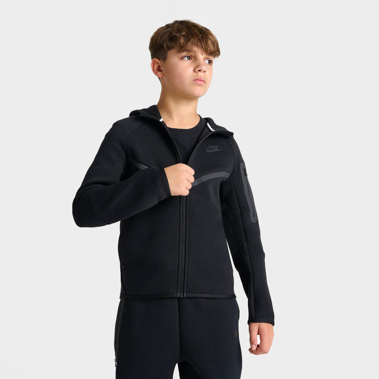 Big Kids' Nithtke Sportswear Tech Fleece Full-Zip Hoodie - Black
