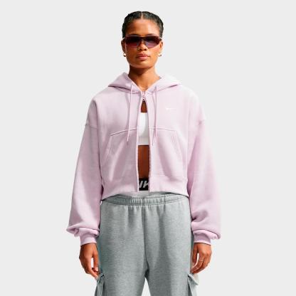 Women's Nithtke Studio Fleece Medium-Weight Oversized Cropped Full-Zip Hoodie - Bleached Lilac/Sail