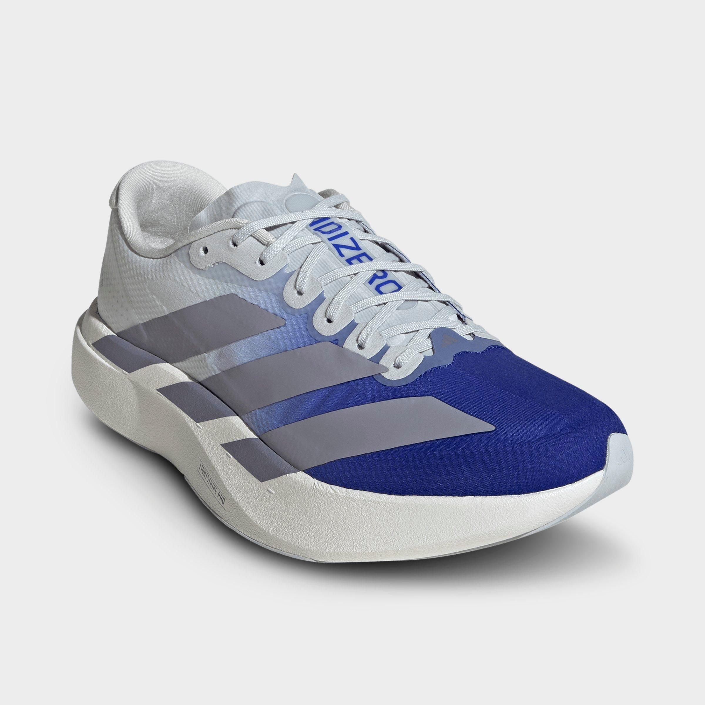 Men's adidas Adizero EVO SL Woven Running Shoes - Part 1 - Lucid Blue/Slate/Crystal White - Both shoes facing left