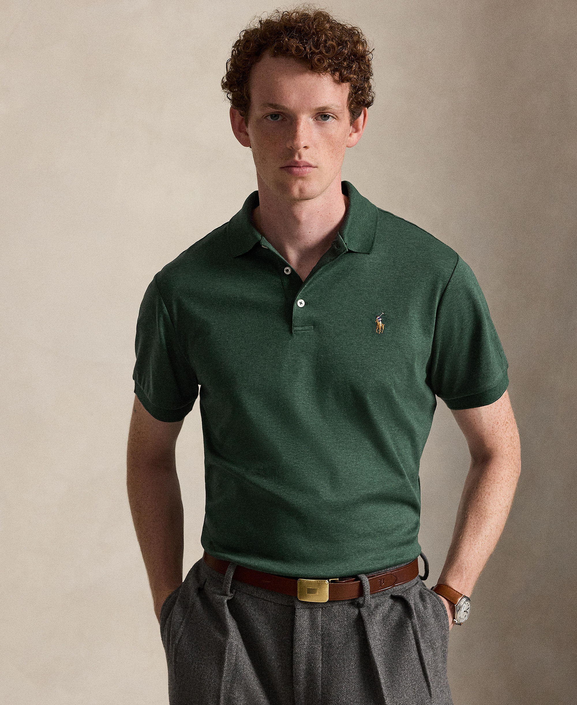 Polo Ralph Lauren Men’s Slim-Fit Soft Cotton Polo Shirt - Scotch Pine Heather