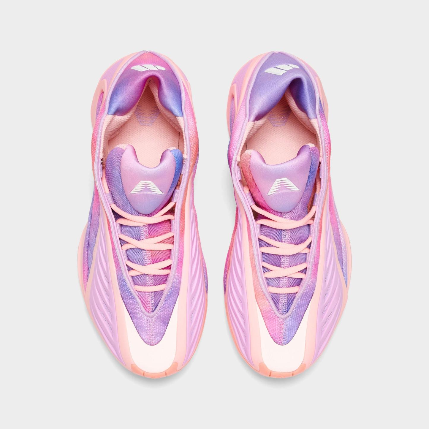 Big Kids' adidas Anthony Edwards 2 Low Basketball Shoes - Haze Coral/Bliss Lilac/Zero Metallic - Top view