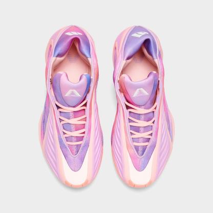Big Kids' adidas Anthony Edwards 2 Low Basketball Shoes - Haze Coral/Bliss Lilac/Zero Metallic - Top view