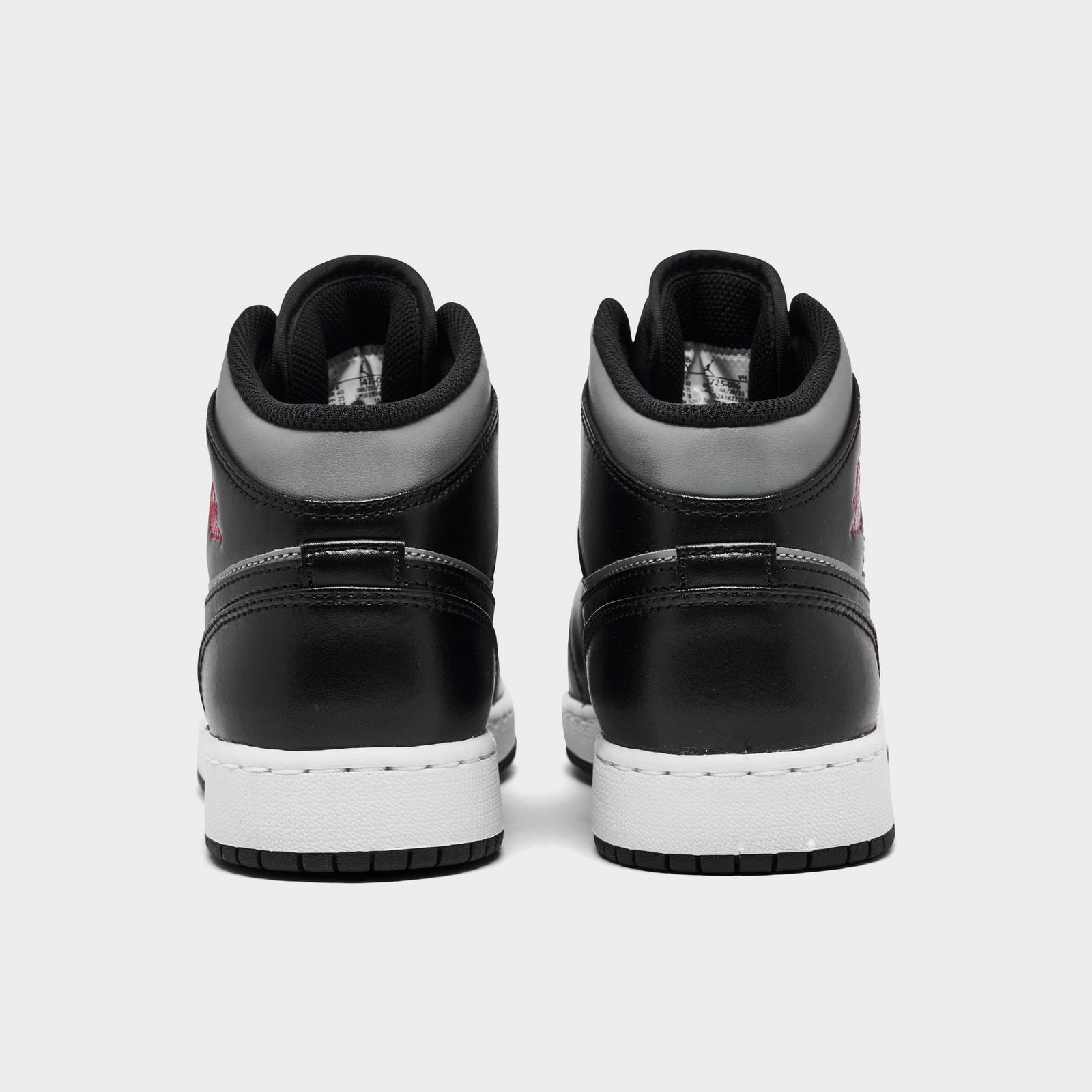 Big Kids' Air Jordan Retro 1 Mid Casual Shoes - Black/Gym Red/Particle Grey/White - view 4