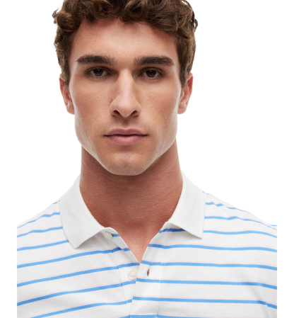 Tommy Hilfiger Men's Regular-Fit Smooth Touch Stripe Polo Shirt - White / Pink Lily