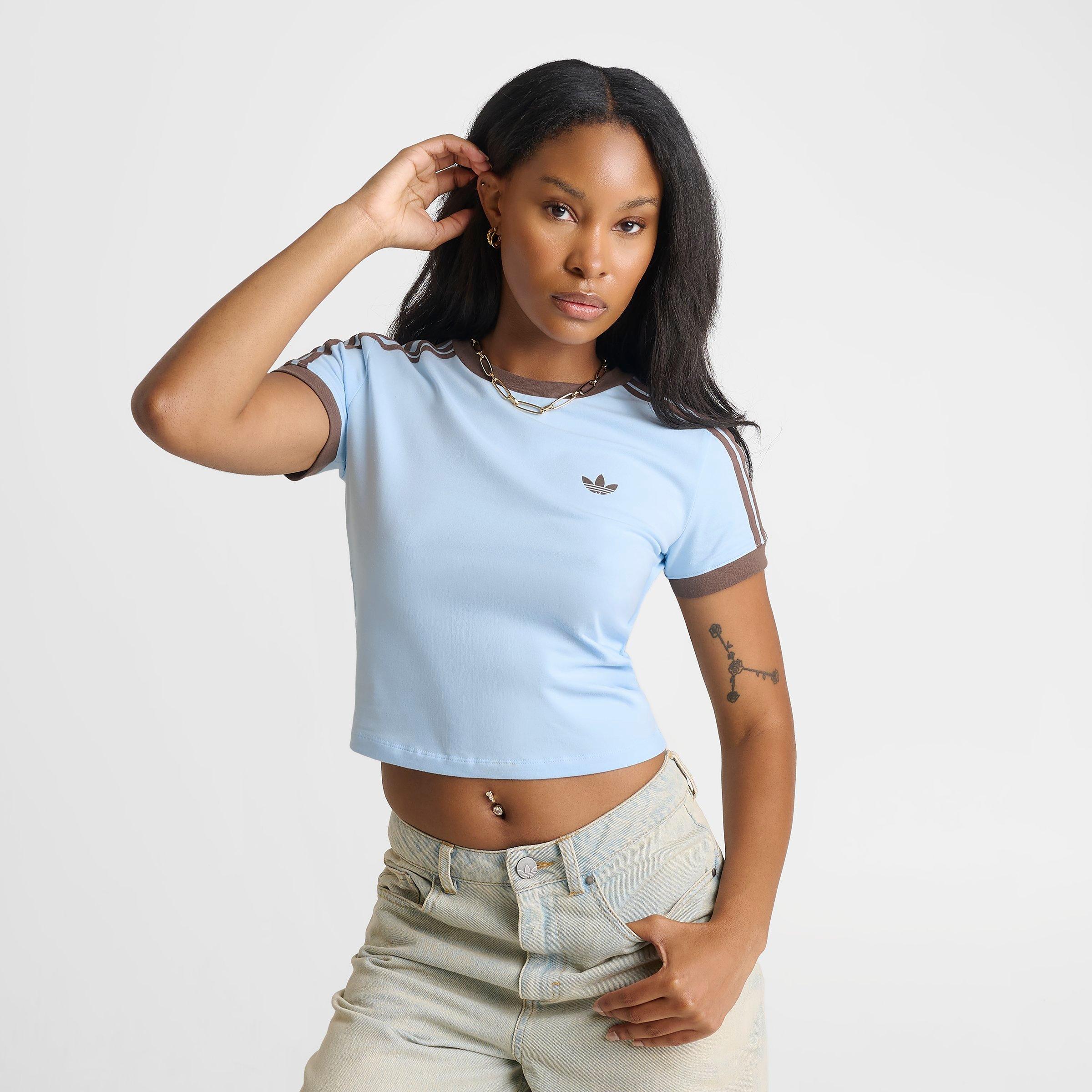Women's adidas Originals adicolor 3-Stripes Baby T-Shirt - Ice Blue