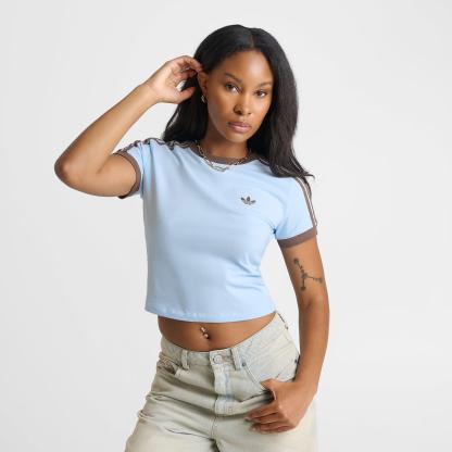 Women's adidas Originals adicolor 3-Stripes Baby T-Shirt - Ice Blue