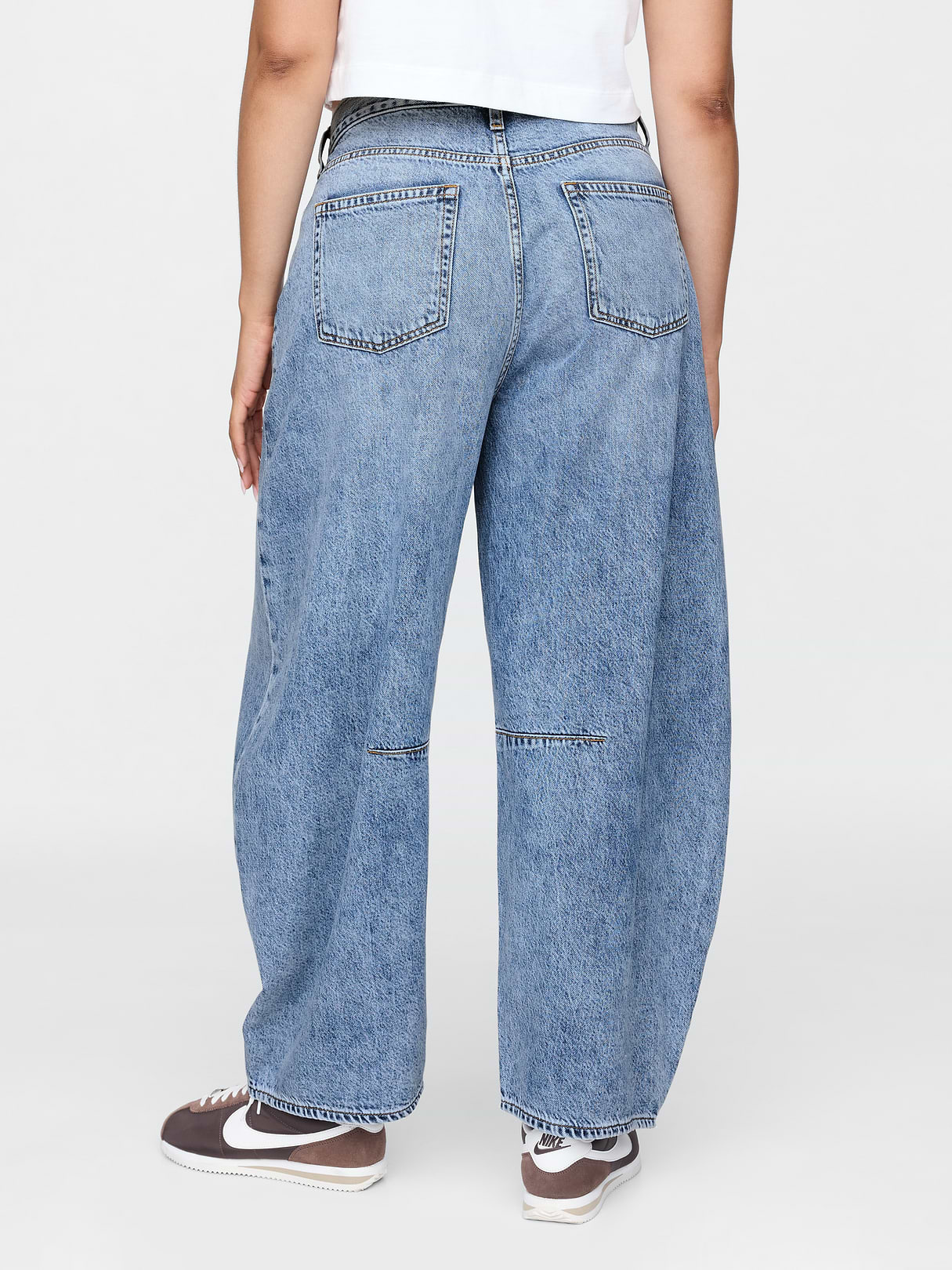 High Rise UltraSoft Crossover Horseshoe Jeans - Medium indigo