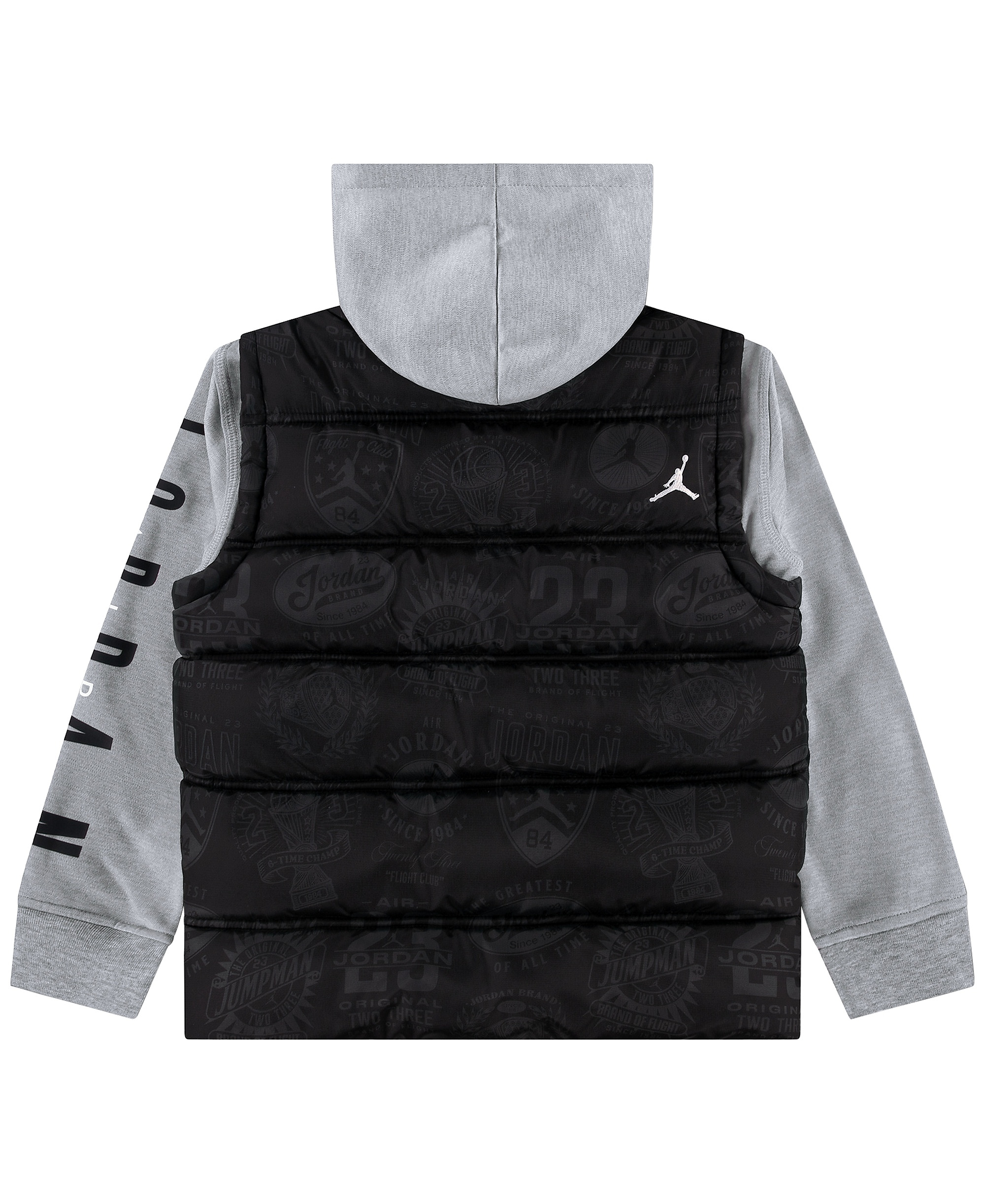 Jordan Boys' 2T-7 Layered-Look Long-Sleeve Hooded Jacket - Black/Gray Heather
