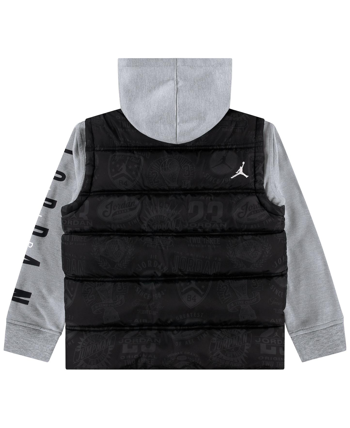 Jordan Boys' 2T-7 Layered-Look Long-Sleeve Hooded Jacket - Black/Gray Heather