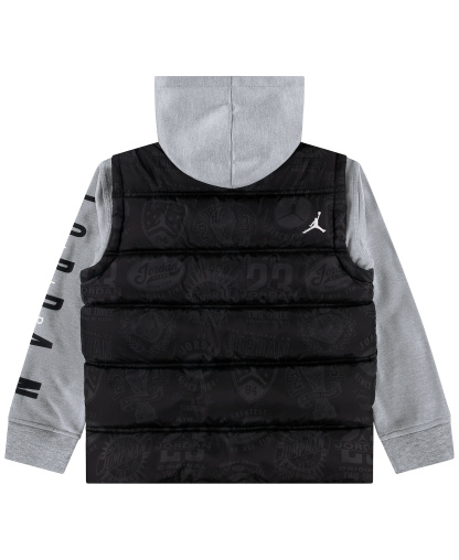 Jordan Boys' 2T-7 Layered-Look Long-Sleeve Hooded Jacket - Black/Gray Heather
