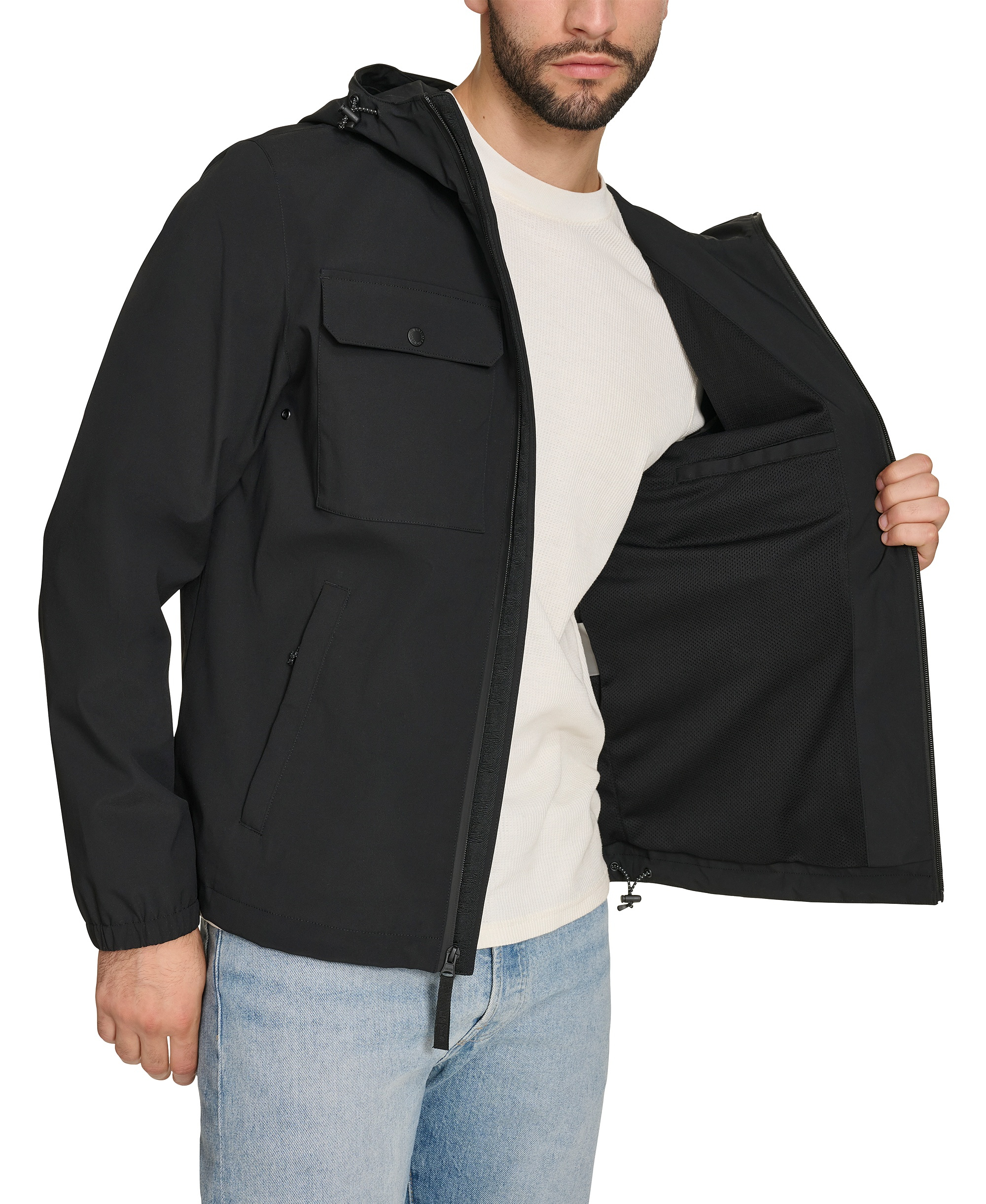 Levi's Men's Hooded Rain Jacket - Black
