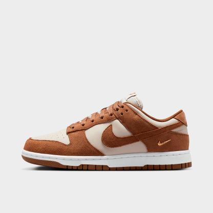 Women's Nithtke Dunk Low Mini Swoosh Casual Shoes - Light British Tan/Cream II/White/Light British Tan - Left shoe facing left. Outside of the shoe.