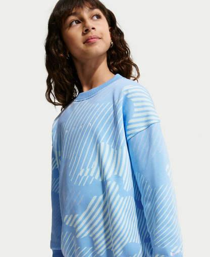 Nike Girls' 7-16 Sportswear Club Boxy Crewneck Sweatshirt - Blue